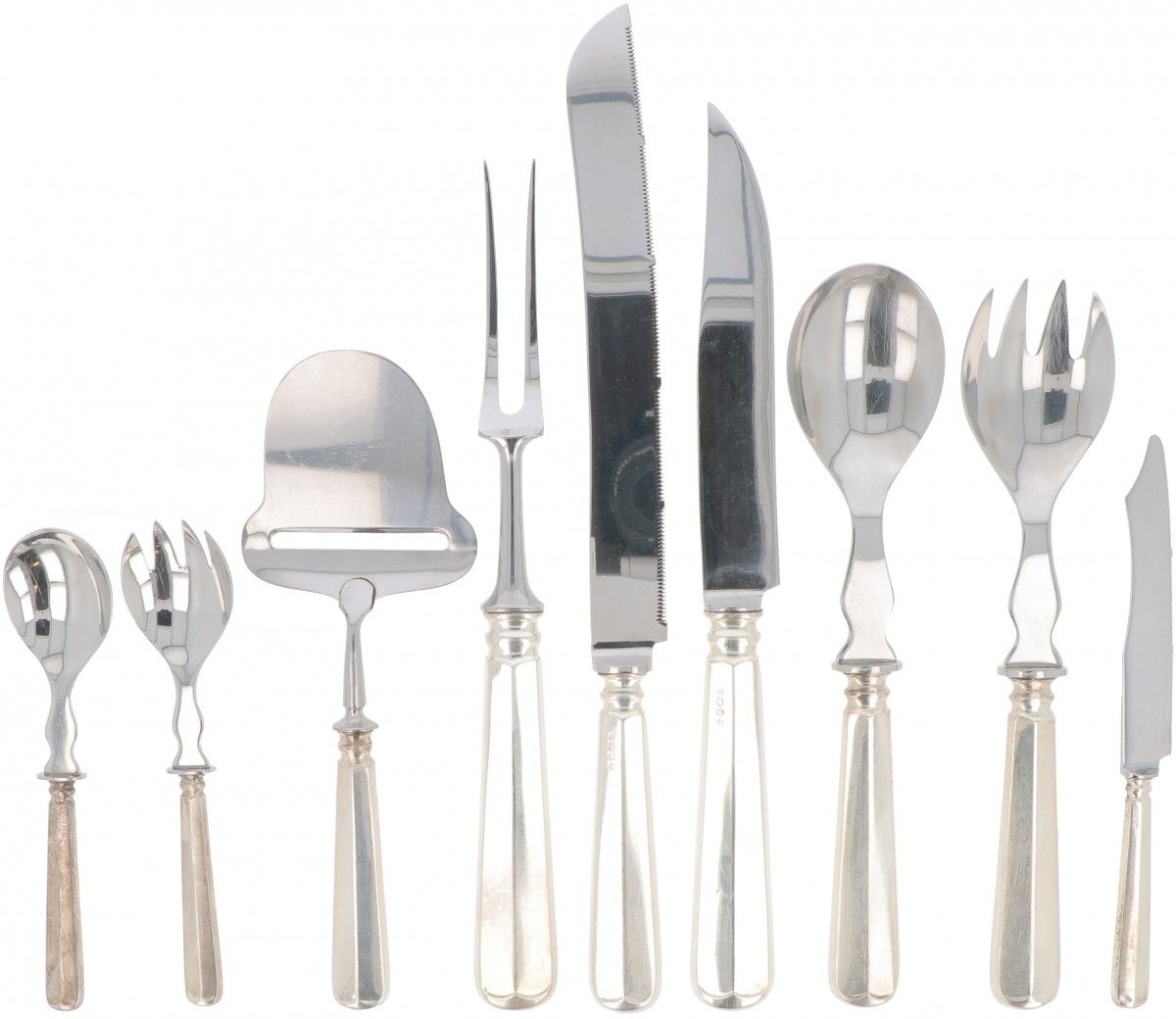 (9) piece lot of cutlery parts "Haags Lofje" silver. "Haags Lofje", bestehend au&hellip;