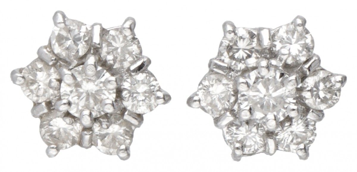 14K. White gold rosette ear studs set with approx. 0.54 ct. Diamond. Hallmarks: &hellip;