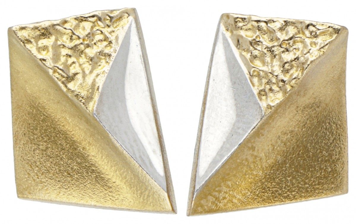 Björn Weckström for Lapponia 18K. Yellow gold earrings, combined with platinum. &hellip;