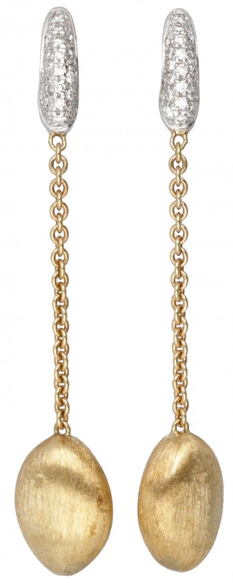 18K. Bicolor gold Marco Bicego 'Siviglia Chain Drop' earrings set with approx. 0&hellip;