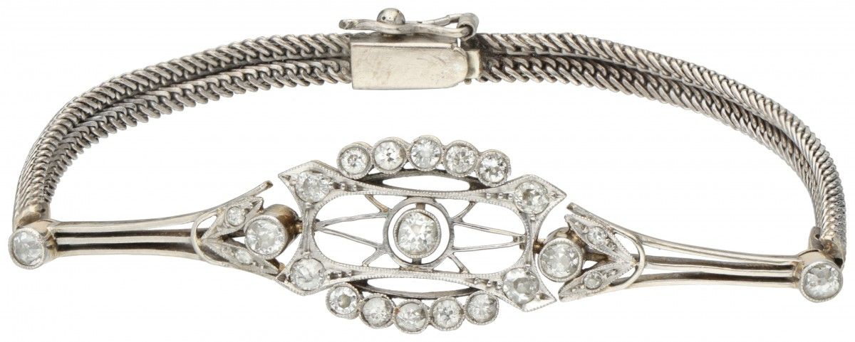 14K. Bicolor gold openwork Art Deco bracelet set with approx. 0.72 ct. Diamond. &hellip;