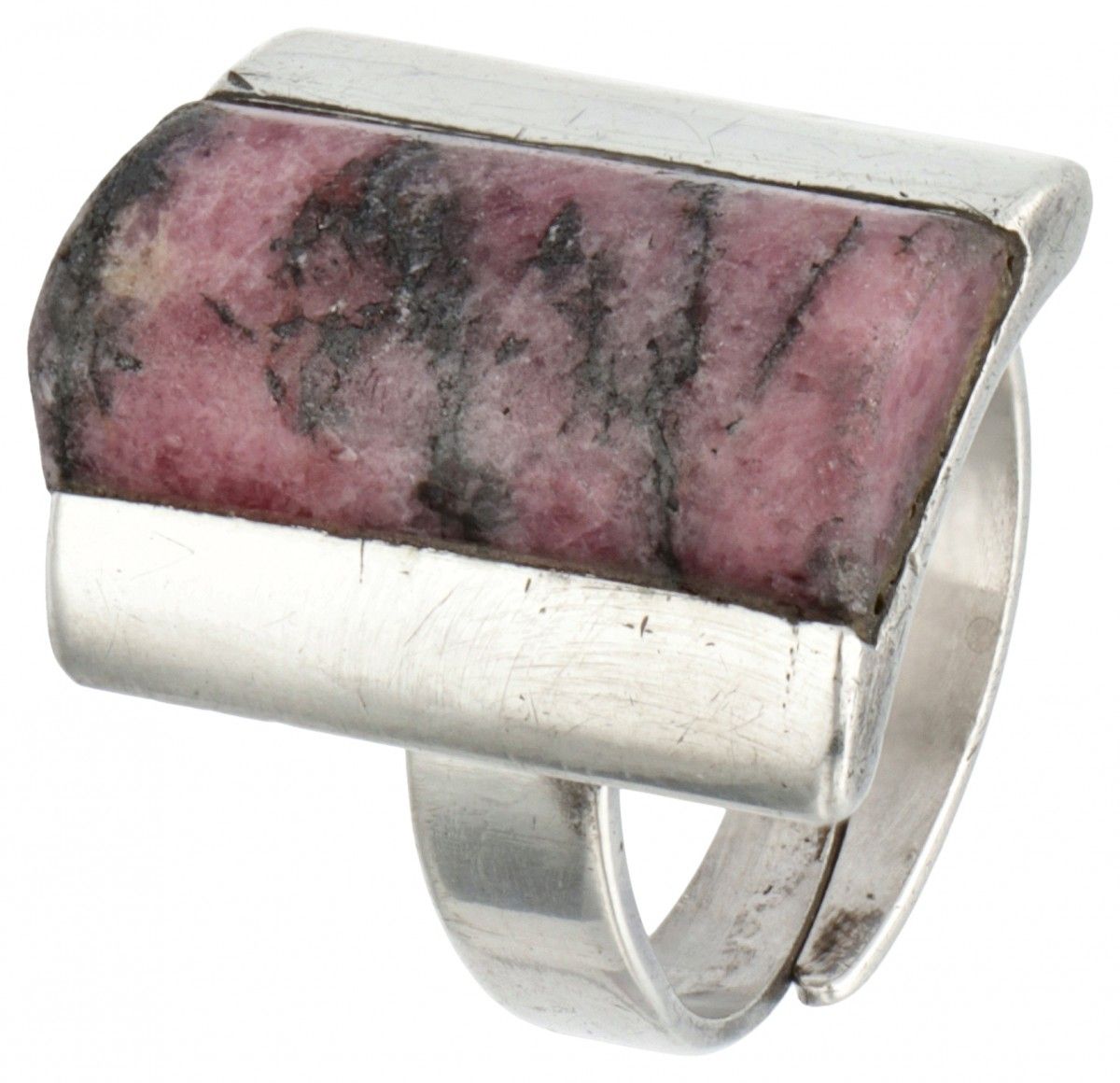 Silver Bengt Hallberg modernist ring set with rhodonite - 925/1000. Poinçons : B&hellip;