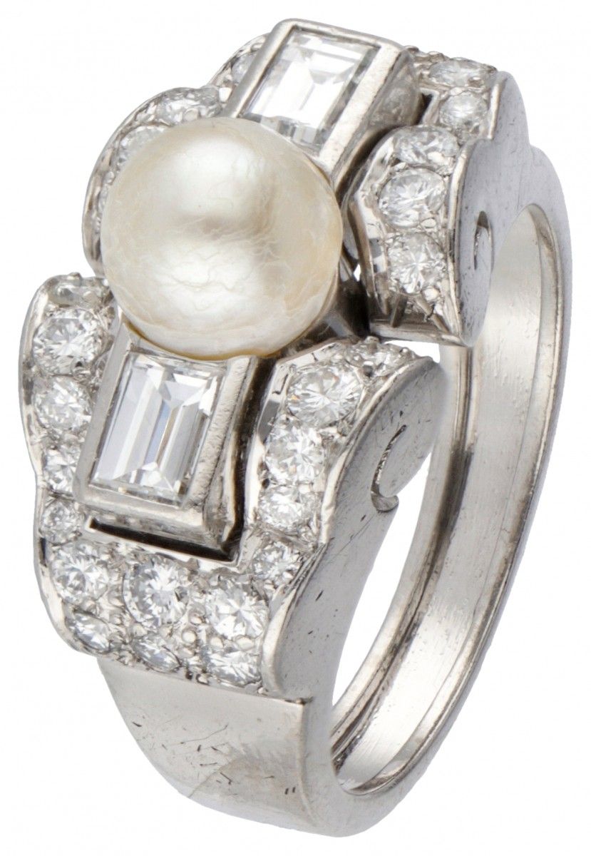 Pt 900 Platinum Art Deco tank ring set with approx. 1.06 ct. Diamond and a fresh&hellip;