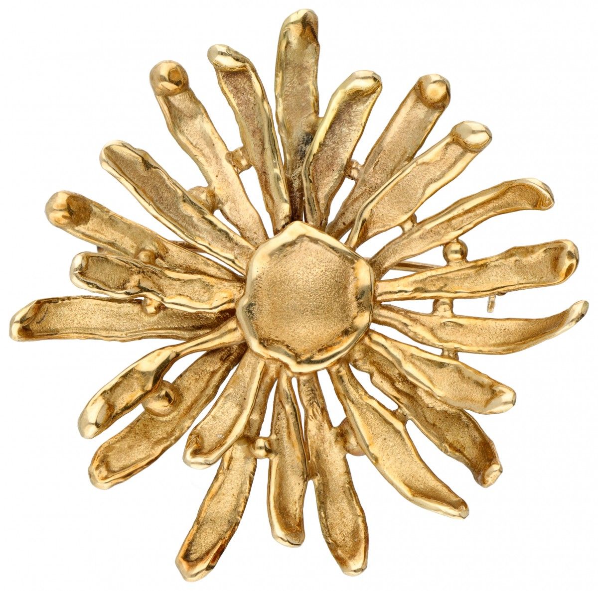 Unique 14K. Yellow gold Anneke Schat 'de Gouden Margriet' pendant / brooch. En l&hellip;