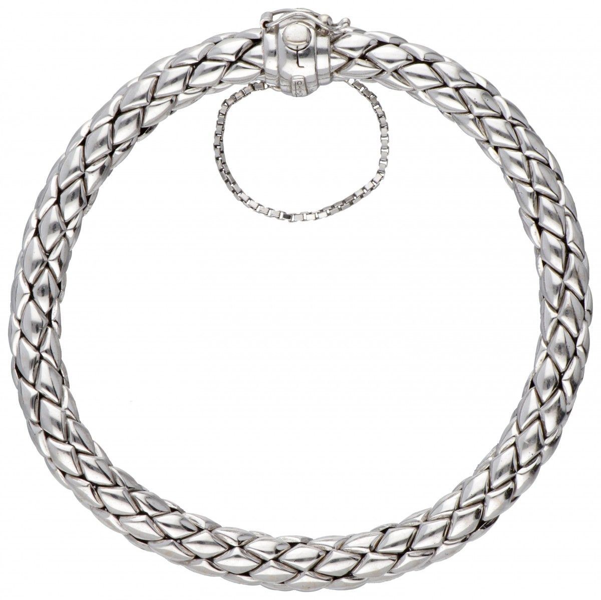 18K. White gold Chimento 'Stretch' bracelet with diamond on closure. Poinçons : &hellip;
