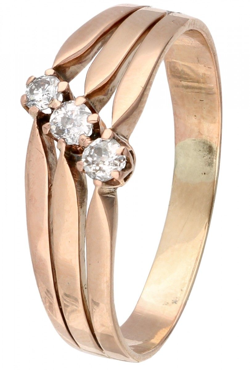 BLA 10K. Rose gold vintage ring set with approx. 0.12 ct. Diamond. 2 diamants ta&hellip;