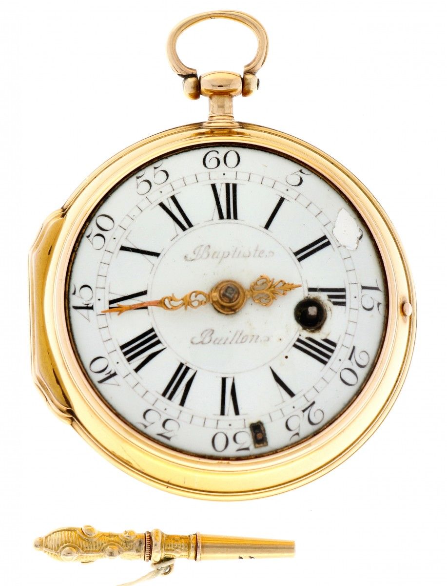 J. Baptiste Baillon, Paris Verge Fusee - Men's pocket watch - apprx. 1780. 表壳：黄金&hellip;