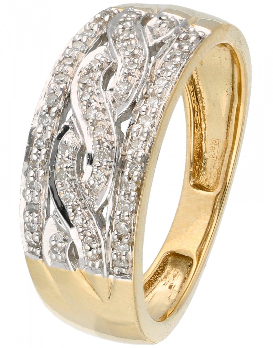 14K. Yellow gold ring set with approx. 0.25 ct. Diamond. Marchio del fabbricante&hellip;