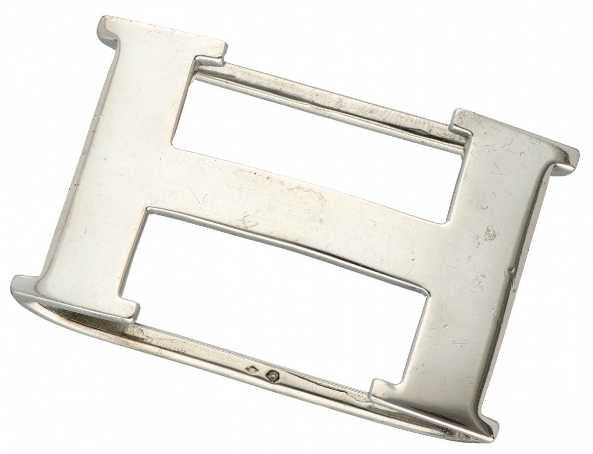 Silver Hermès 'H' monogram buckle - 925/1000. 印记：螃蟹，制造者的标记。长x宽：5.4 x 3.3厘米。重量：27&hellip;