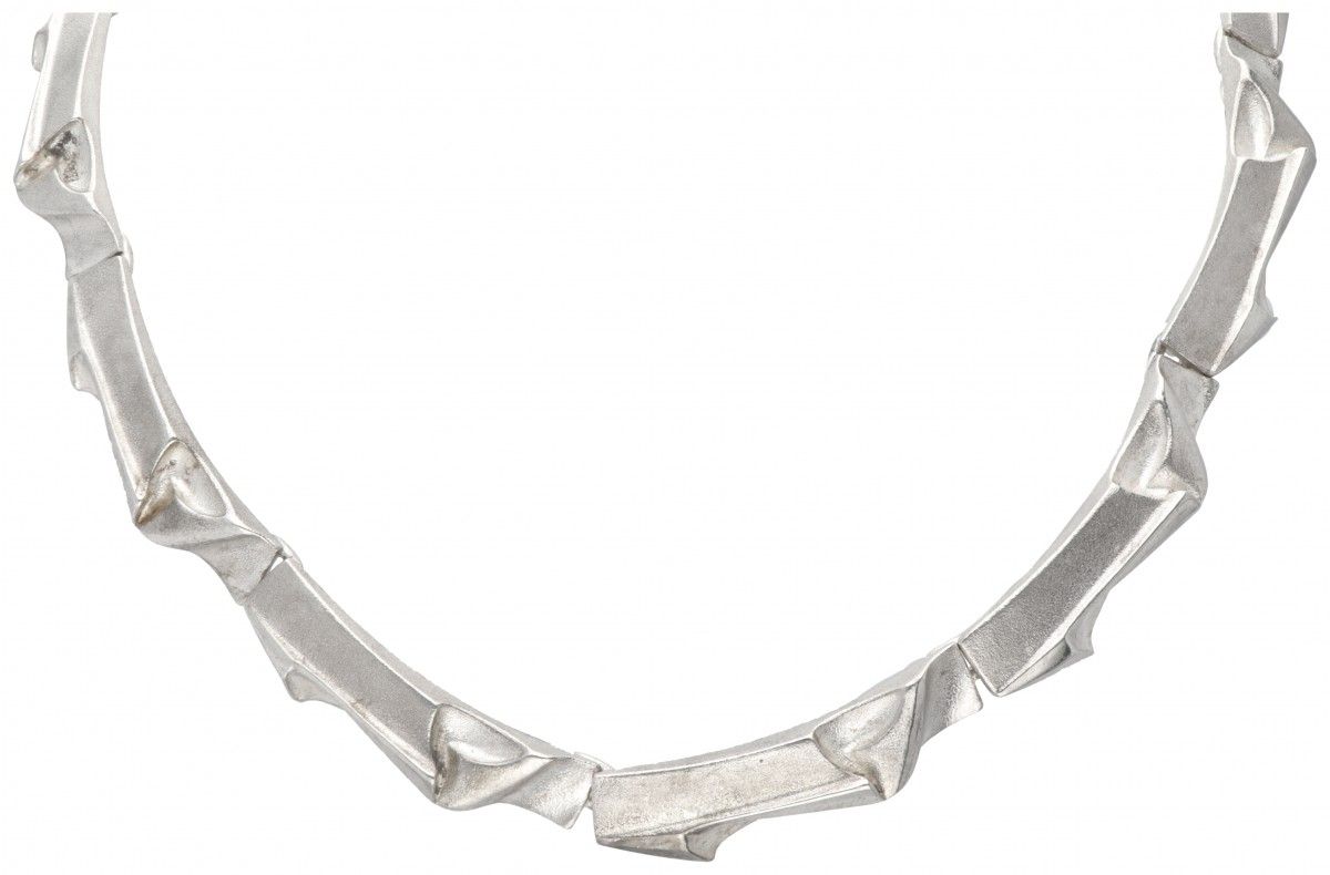 Modernist silver Lapponia necklace - 925/1000. 带安全夹。印记：925，芬兰国家标志，拉波尼亚标志，925，R8（&hellip;