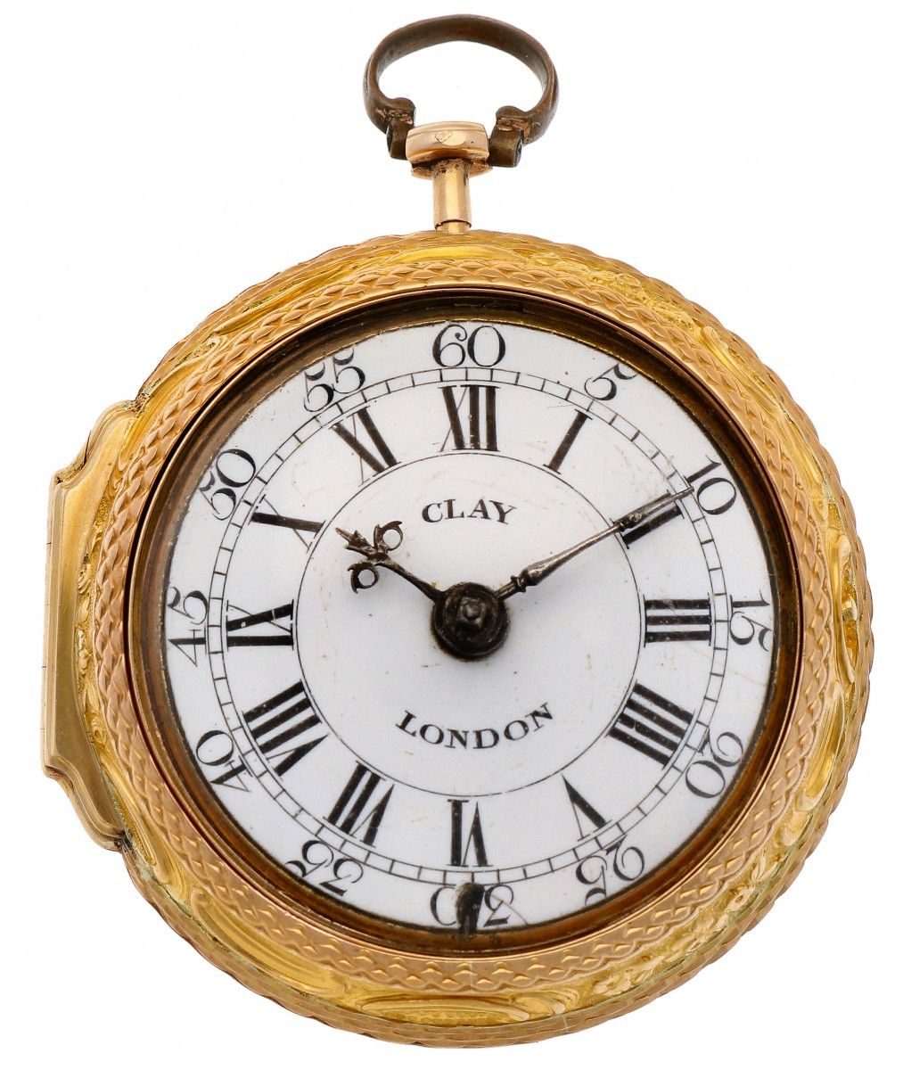 Pocket watch gold, verge escapement 'Clay, London' - Men's pocket watch - Manual&hellip;