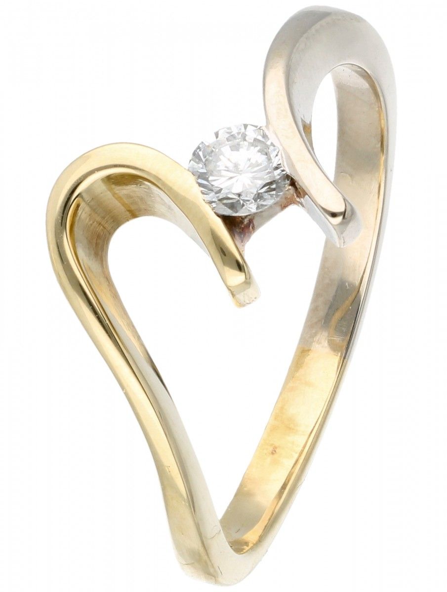 14K. Bicolor gold ring set with approx. 0.17 ct. Diamond. Marque du fabricant : &hellip;