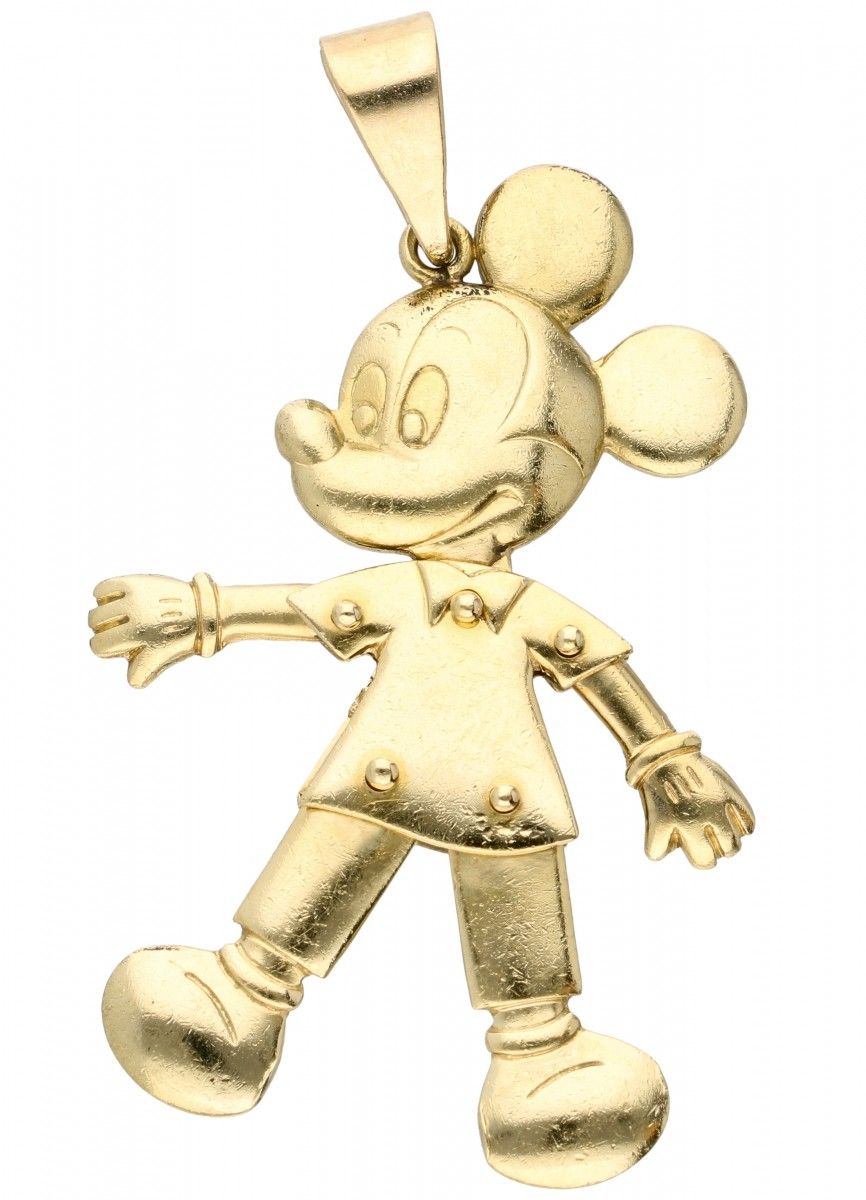 14K. Yellow gold pendant in the shape of Disney's Mickey Mouse. 长x宽：4.6 x 1.9厘米。&hellip;