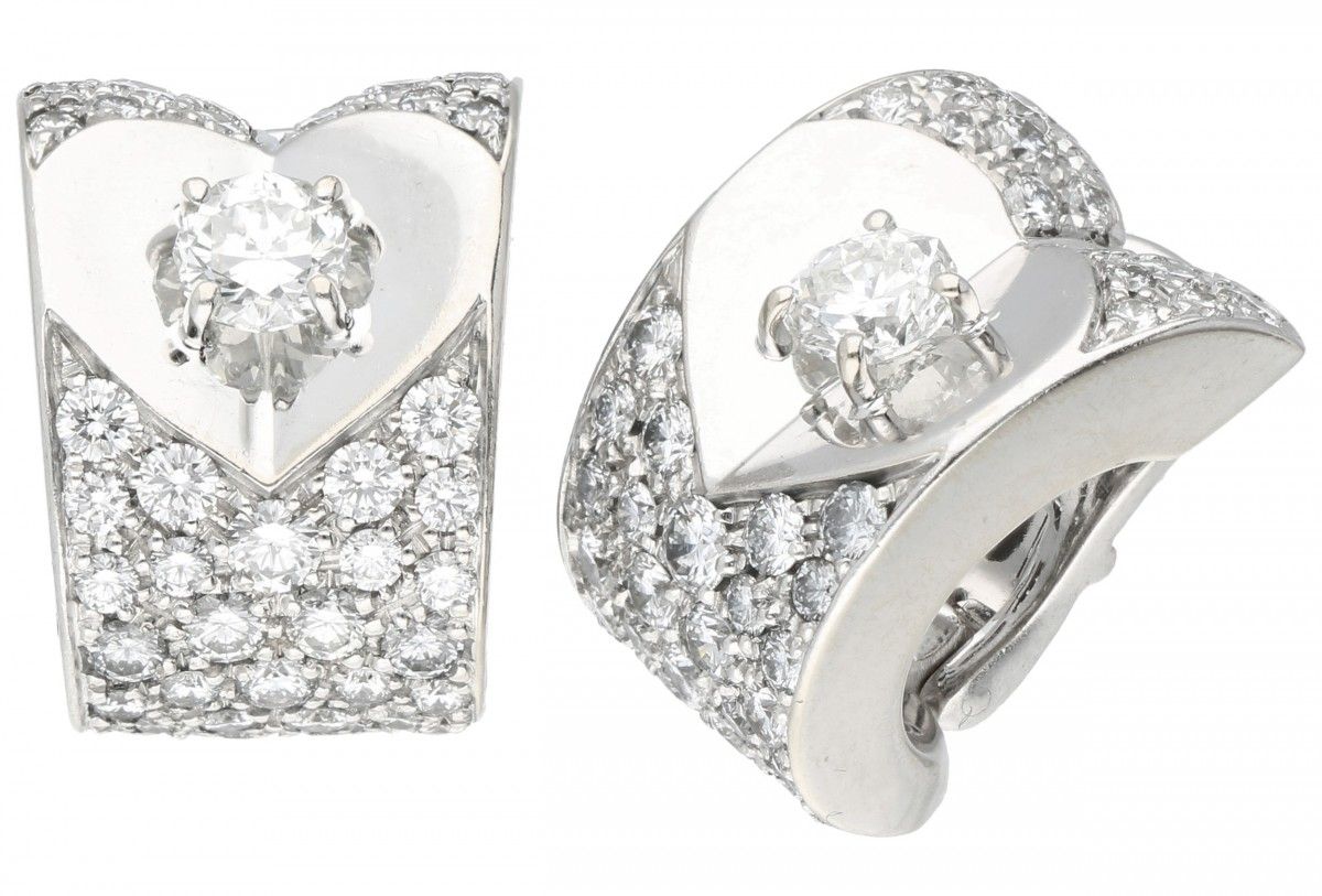 18K. White gold Escada 'Diamond Heart' earrings set with approx. 2.28 ct. Diamon&hellip;