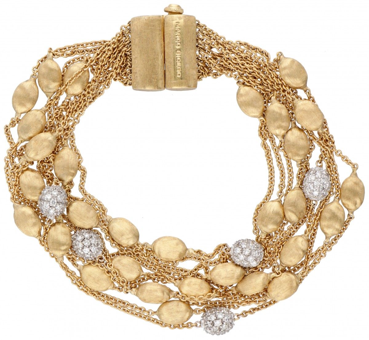 18K. Yellow gold Marco Bicego 'Confetti Oro Five Strand' bracelet set with appro&hellip;