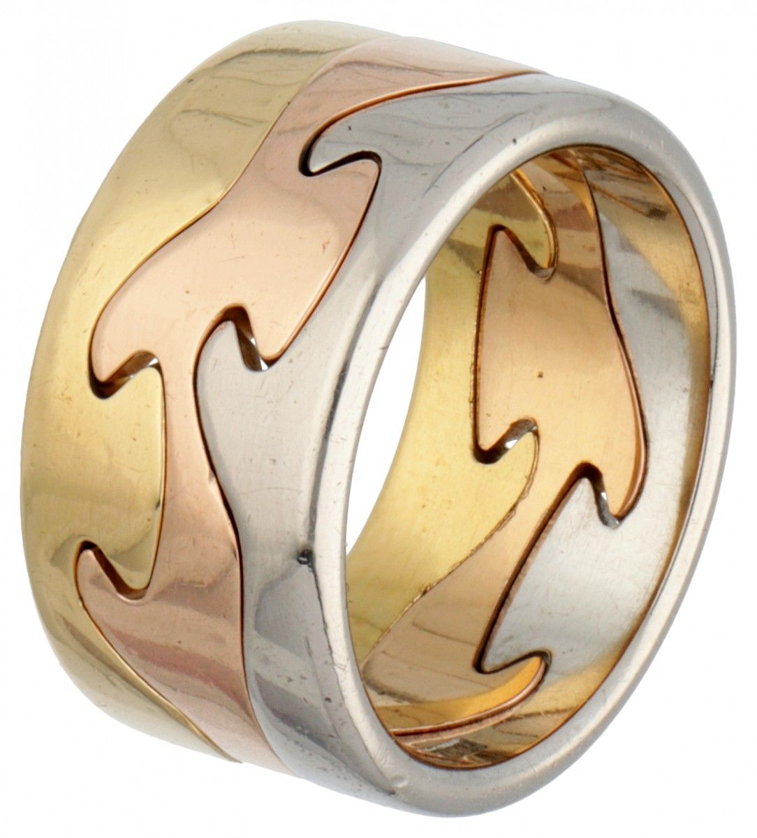 Nina Koppel for Georg Jensen 18K. Tricolor gold 3-piece 'Fusion' ring. Poinçons &hellip;