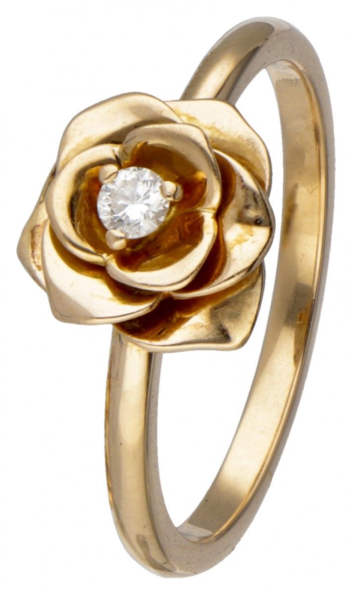 18K. Rose gold Piaget 'Rose' ring set with approx. 0.06 ct. Diamond. Hallmarks: &hellip;