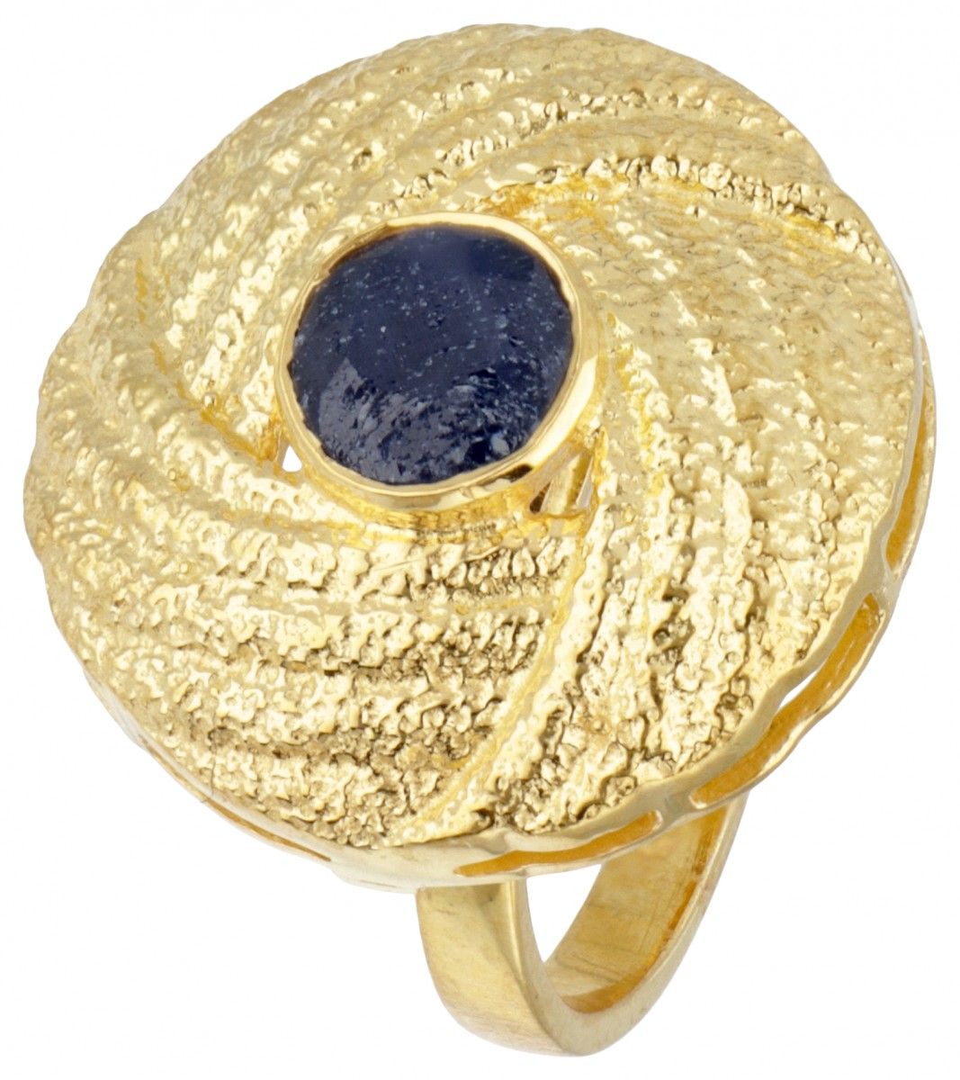 Gold plated silver ring set with a sapphire - 925/1000. Marchi: 925. Con uno zaf&hellip;