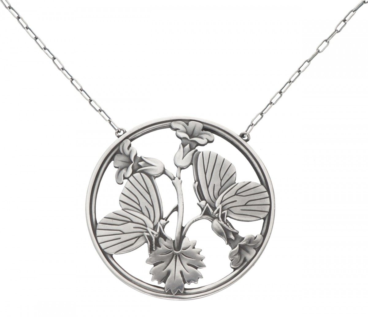 Arno Malinowski for Georg Jensen no.105 silver necklace with 'Butterflies' penda&hellip;