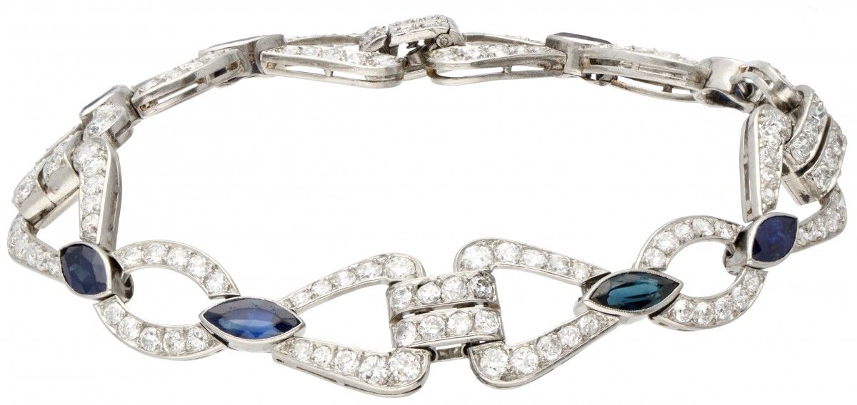 Pt 900 Platinum bracelet set with approx. 3.52 ct. Diamond and approx. 2.80 ct. &hellip;