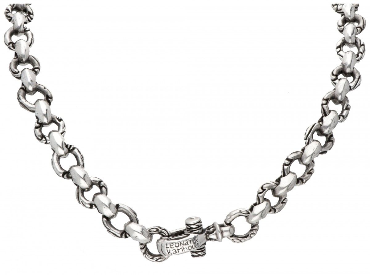 Silver Leonard Kamhout 'Lone Ones' brutalist jasseron link necklace - 925/1000. &hellip;