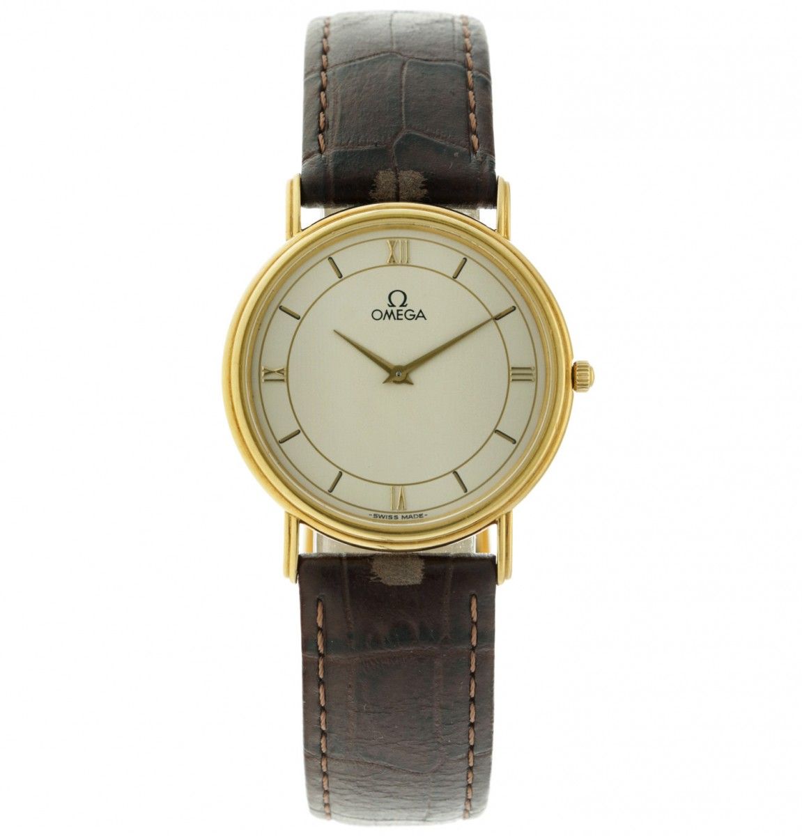 Omega - Men's watch - apprx. 2000. 表壳: 黄金（18K） - 表带: 皮革 - 石英 - 状态: 良好 - 直径: 32 m&hellip;