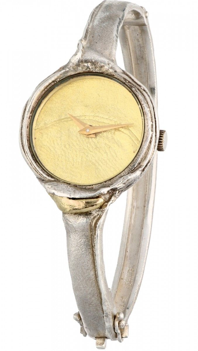 Silver matted design bangle ladies wristwatch - 925/1000. Poinçons : sterling, 9&hellip;