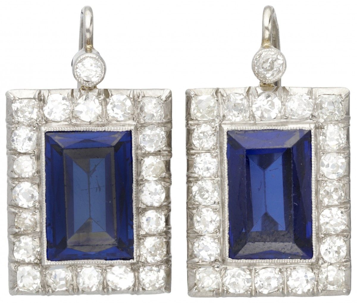14K. White gold Art Deco earrings set with approx. 2.10 ct. Diamond and approx. &hellip;