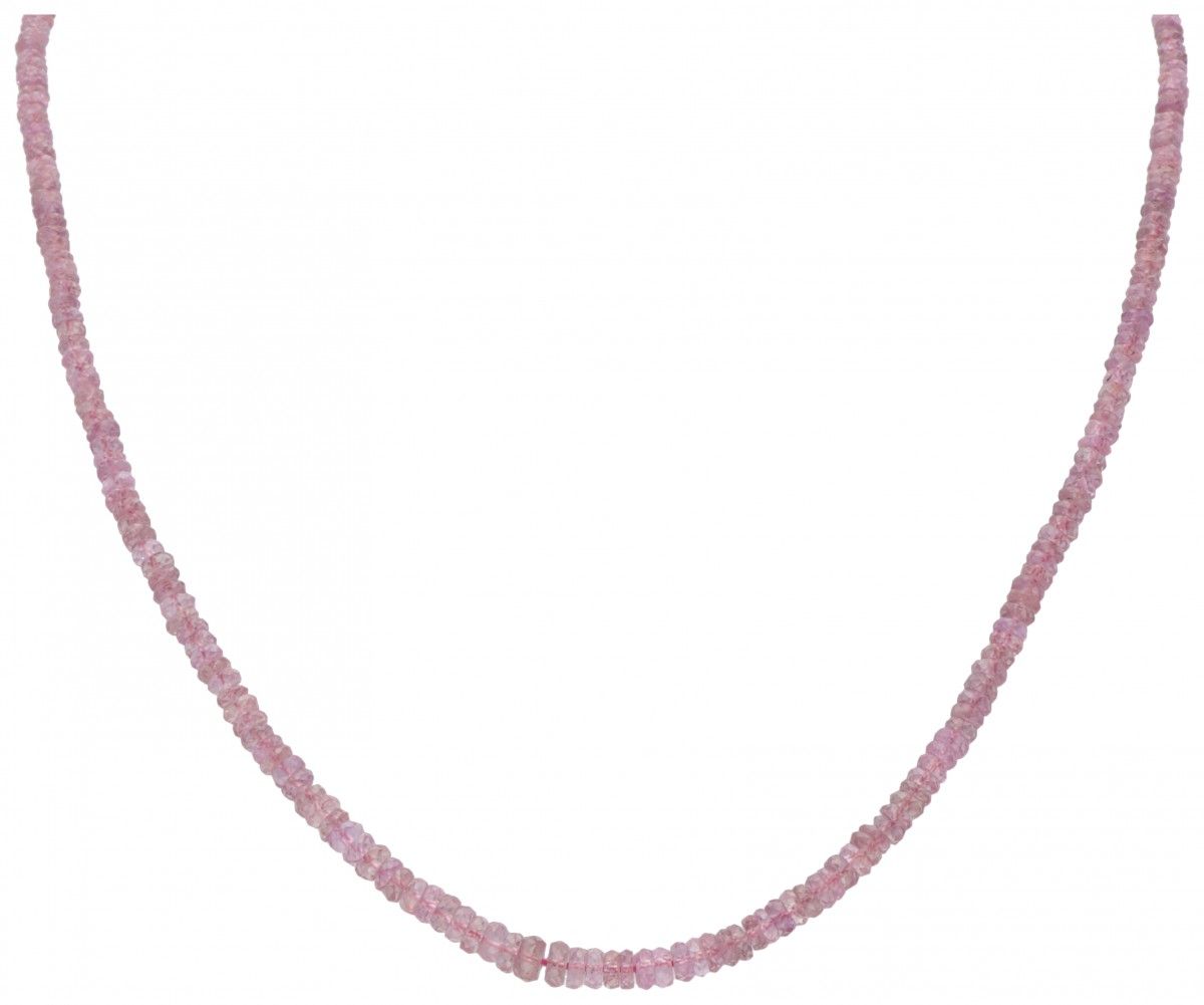 Single strand necklace with natural pink sapphire and a 14K. Yellow gold closure&hellip;