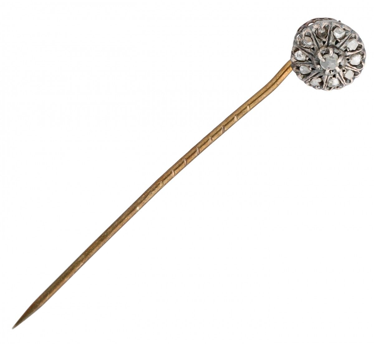 Antique BLA 10K. Yellow gold rosette lapel pin set with 11 diamond. 11 diamanti &hellip;