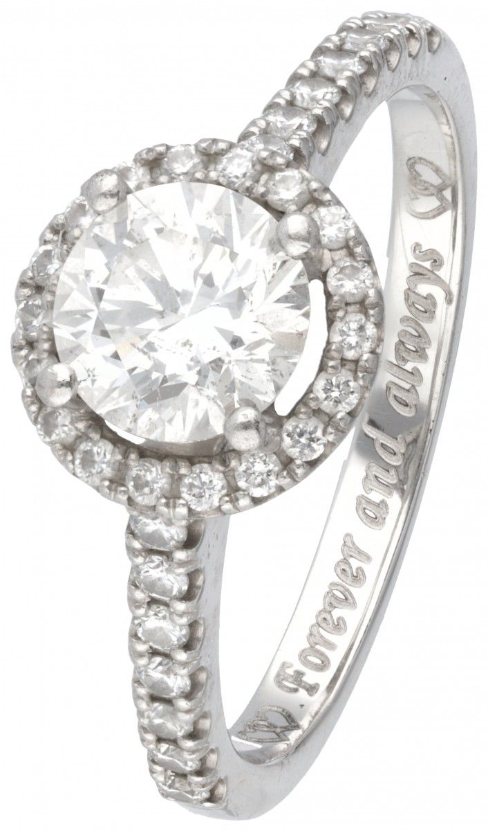 Pt 950 Platinum shoulder engagement ring set with approx. 1.23 ct. Diamond. 铭文 "&hellip;