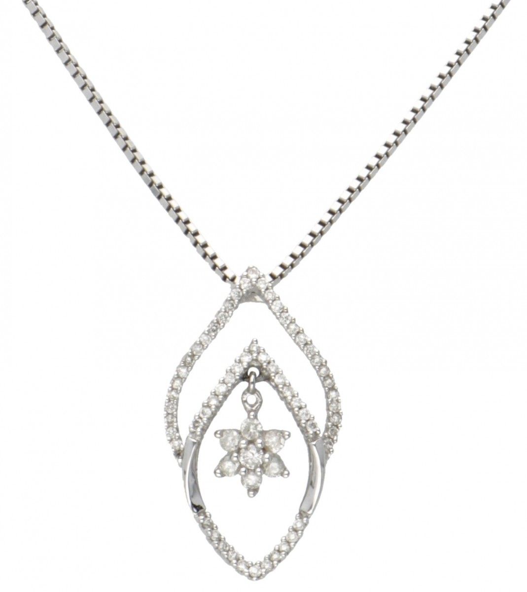 14K. White gold necklace and pendant set with approx. 0.36 ct. Diamond. Marque d&hellip;