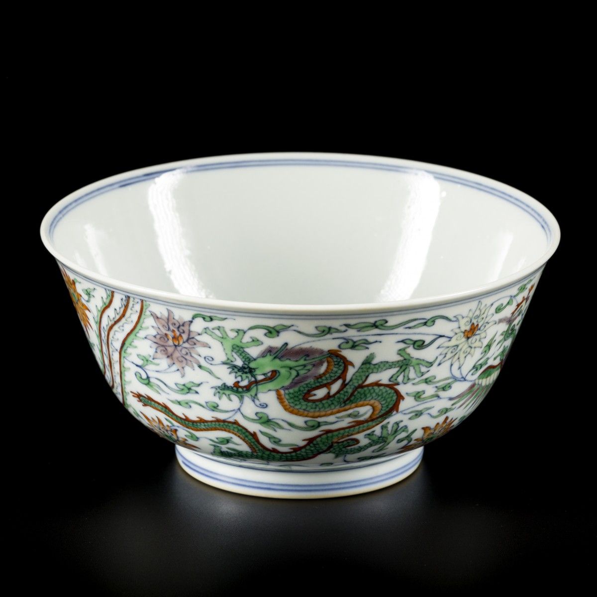 A porcelain ducai bowl decorated with phoenixes and dragons, marked Yongzheng, C&hellip;