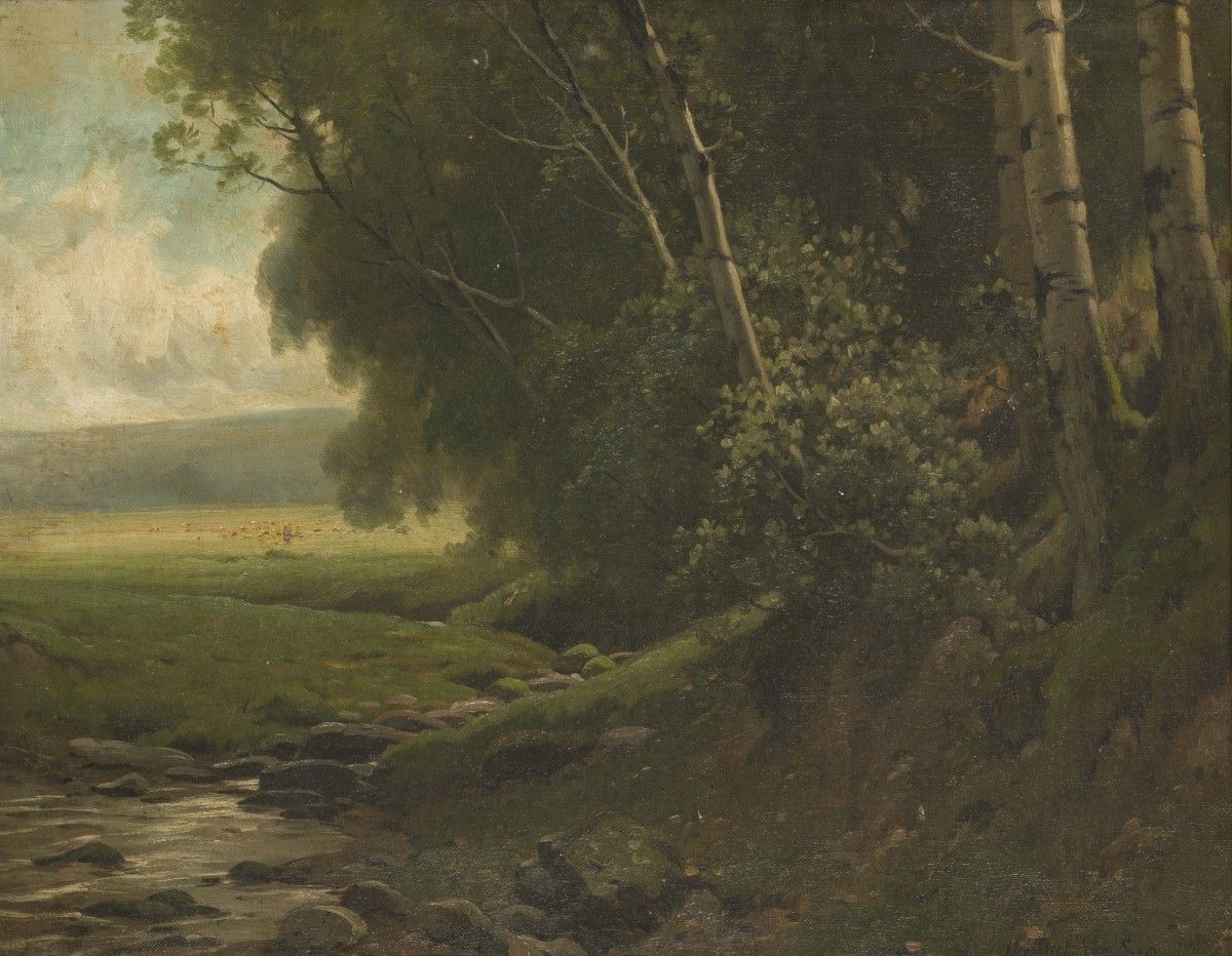 Hippolyte van Soom (1856-1922), Environs de Bruxelles. 签名（右下），布面油画。Dim.40 x 50厘米&hellip;