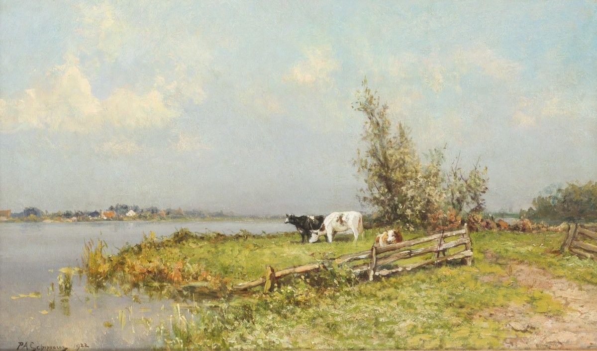 Pieter Adriaan C. "Piet" Schipperus (Rotterdam 1840 - 1929 The Hague), Cows on t&hellip;
