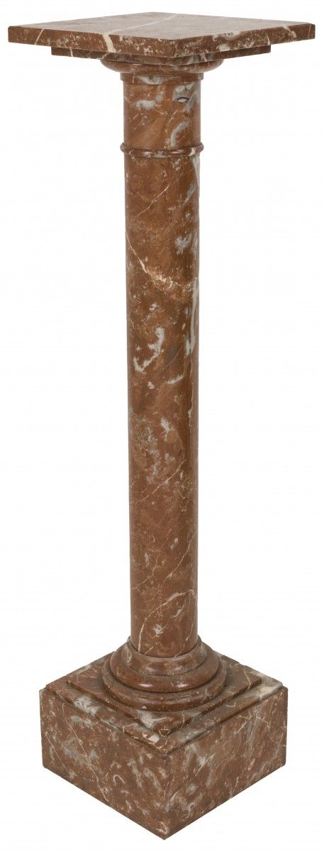 A red marble pedestal, Italy, ca. 1900. The top loose, the single column resting&hellip;