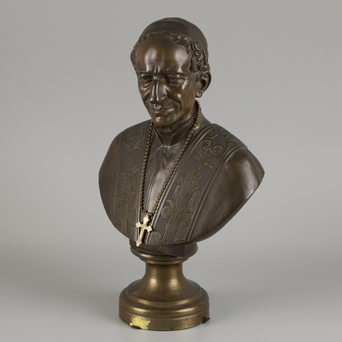 A bronze buste of Pope Leo XIII (Carpineto Romano 1810 - 1903 Apostolic Pallace,&hellip;