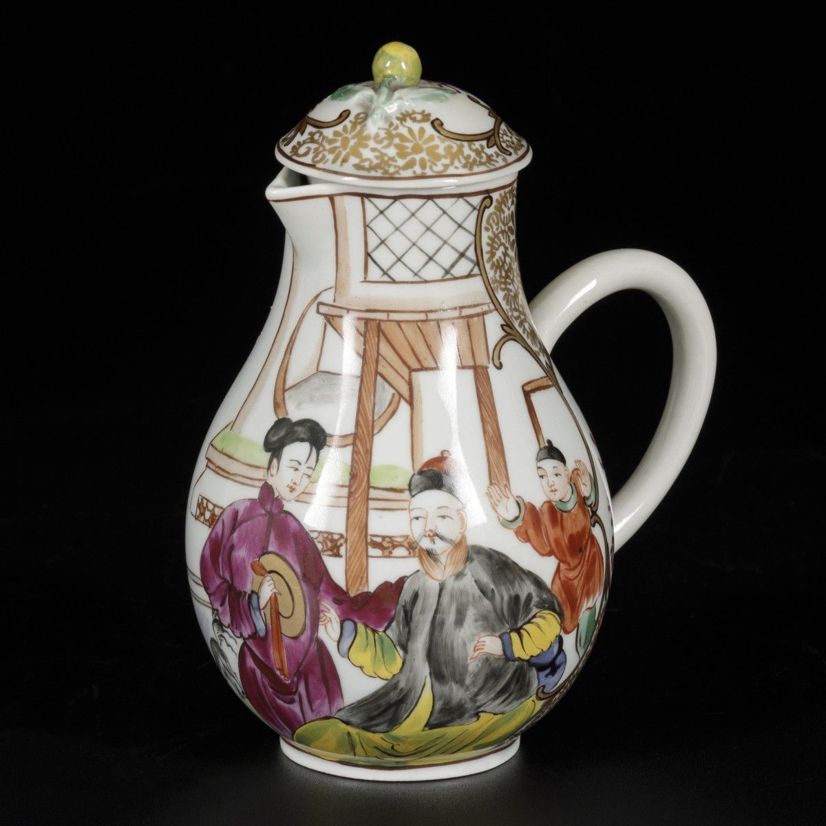 A porcelain chocolate pitcher with Mandarin decorations, Samson, Paris, 19th cen&hellip;