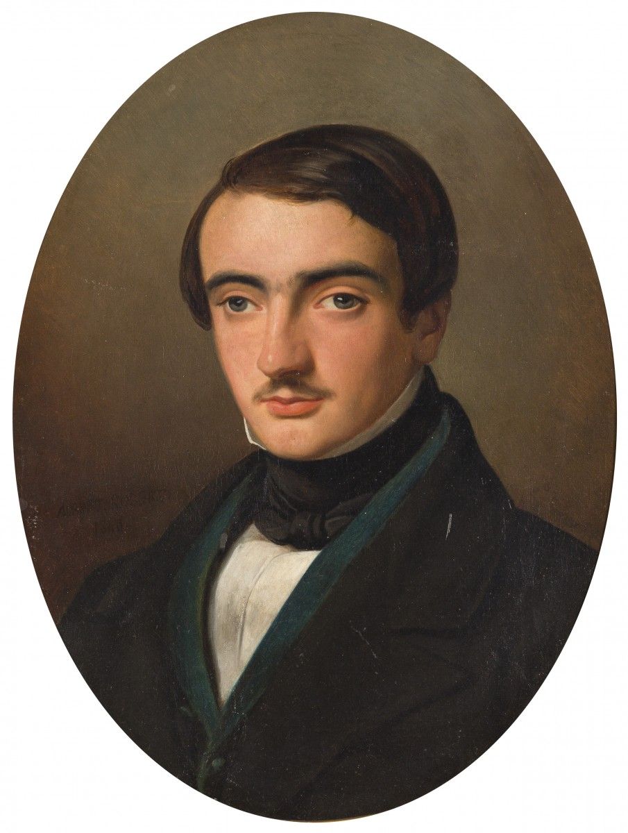 Belgian School, ca. 1830. Portrait of a young gentleman. Ohne Falz, montiert in &hellip;