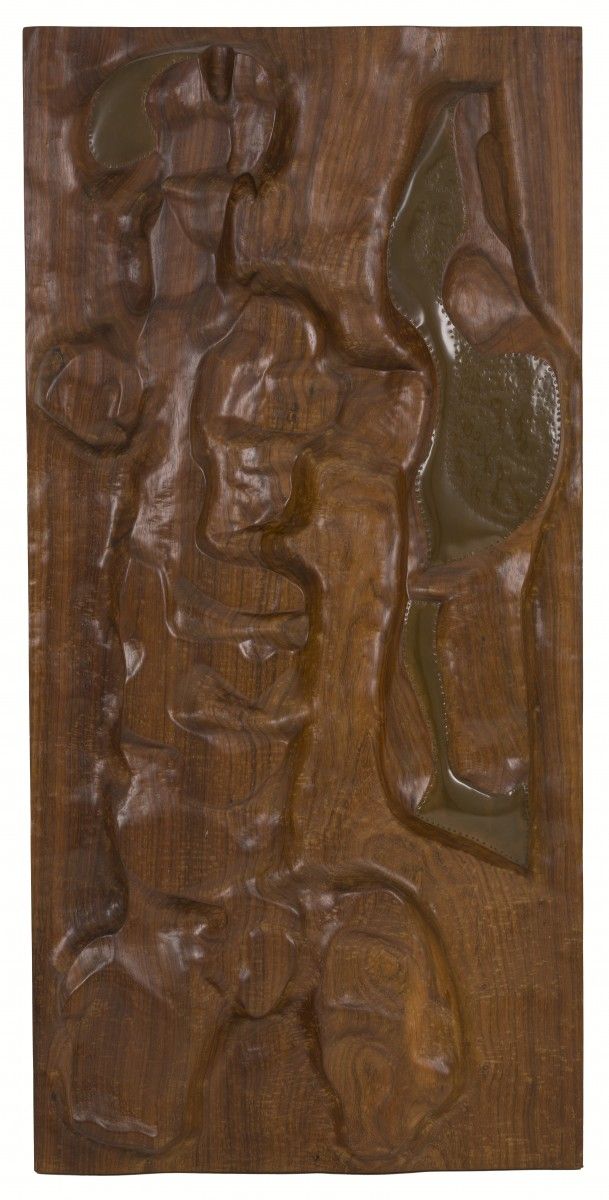 Dutch School, a wooden sculpture with copper, ca. 1970. 
Monogrammed A.L., dated&hellip;