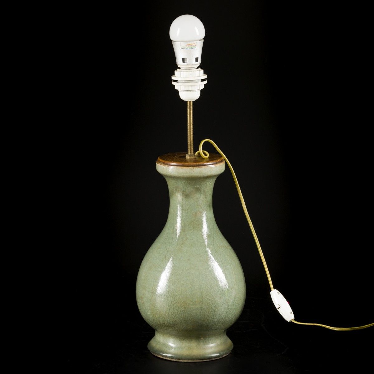 A celadon vase converted into a lamp base, China, 19th century. Dim. 34 x 18 cm.&hellip;