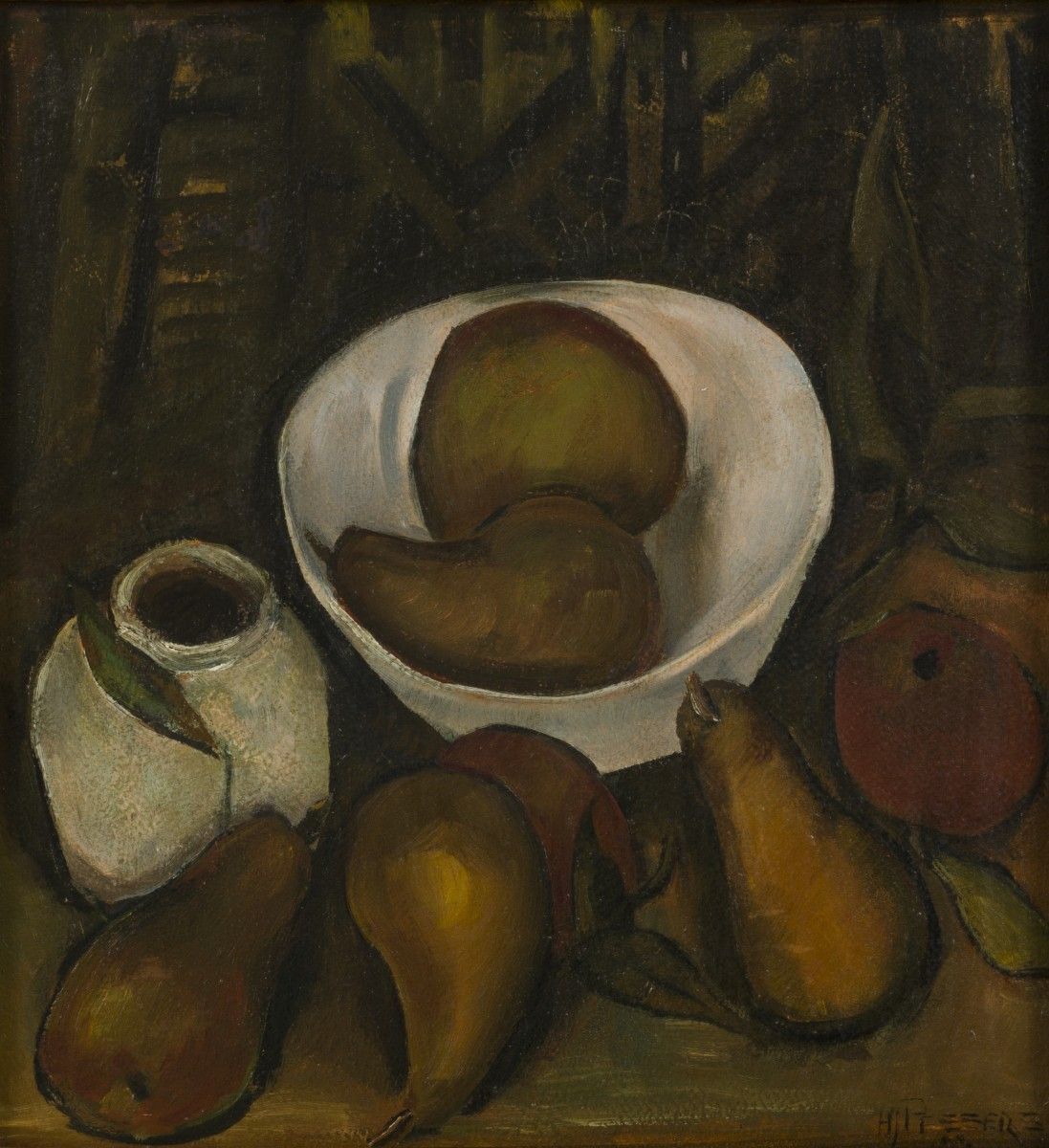 Henriëtte Pessers (Tilburg 1899 - 1986), Still life with cooking-pears. 签名（右下），木&hellip;