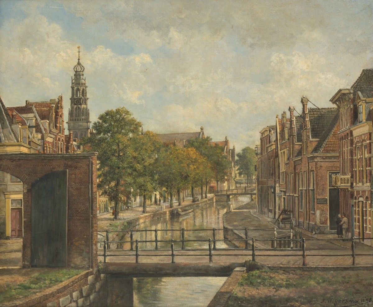 Jaap Wigersma (Noord 1877 - 1957 Haarlem). View in the Bakenesser canal, Haarlem&hellip;