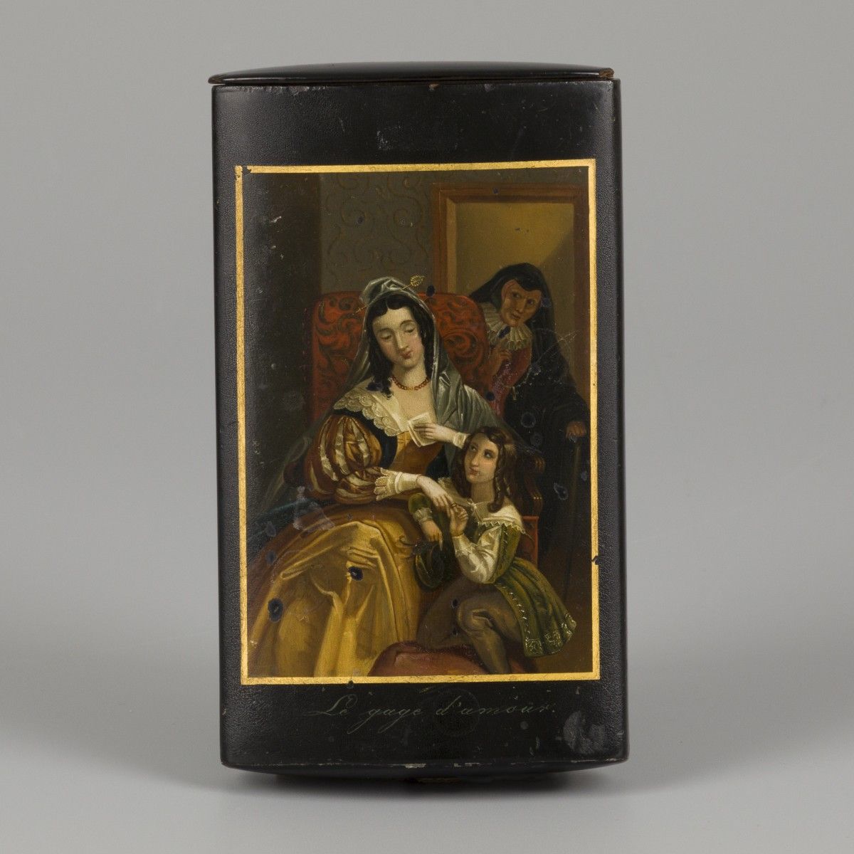 Johann Heinrich Stobwasser (1740-1829), Le gage d'amour, A wooden cigar case. Ab&hellip;