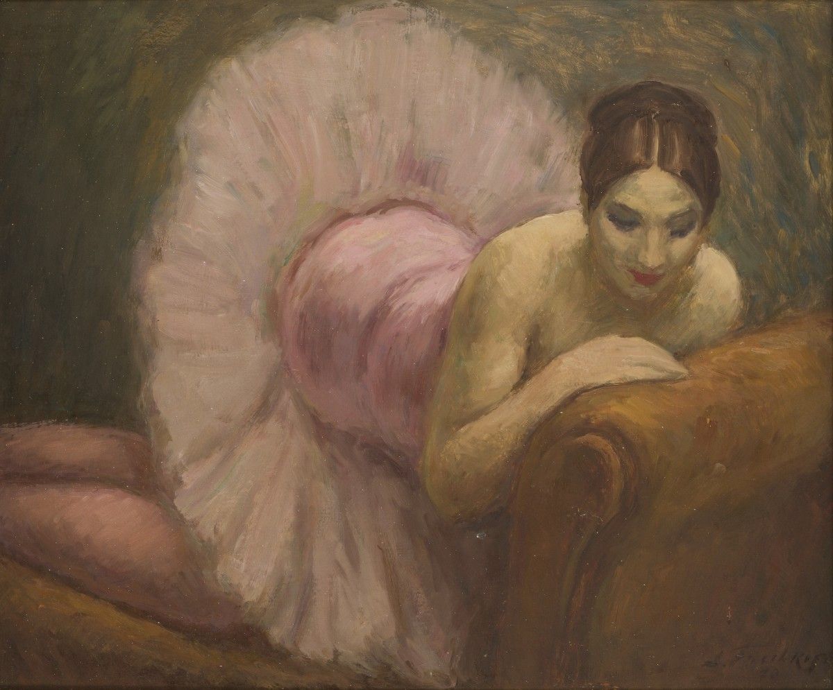 Attributed to Leonide Frechkop (Moscow 1887 - 1982 Brussels), A ballerina reclin&hellip;