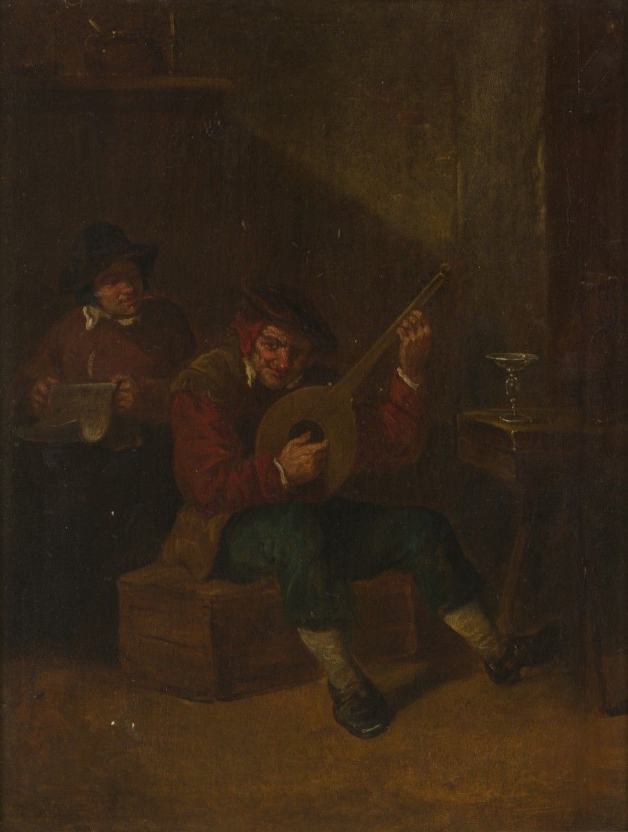 Follower of David Teniers II, A merry couple in an inn interior. Datant du 19ème&hellip;