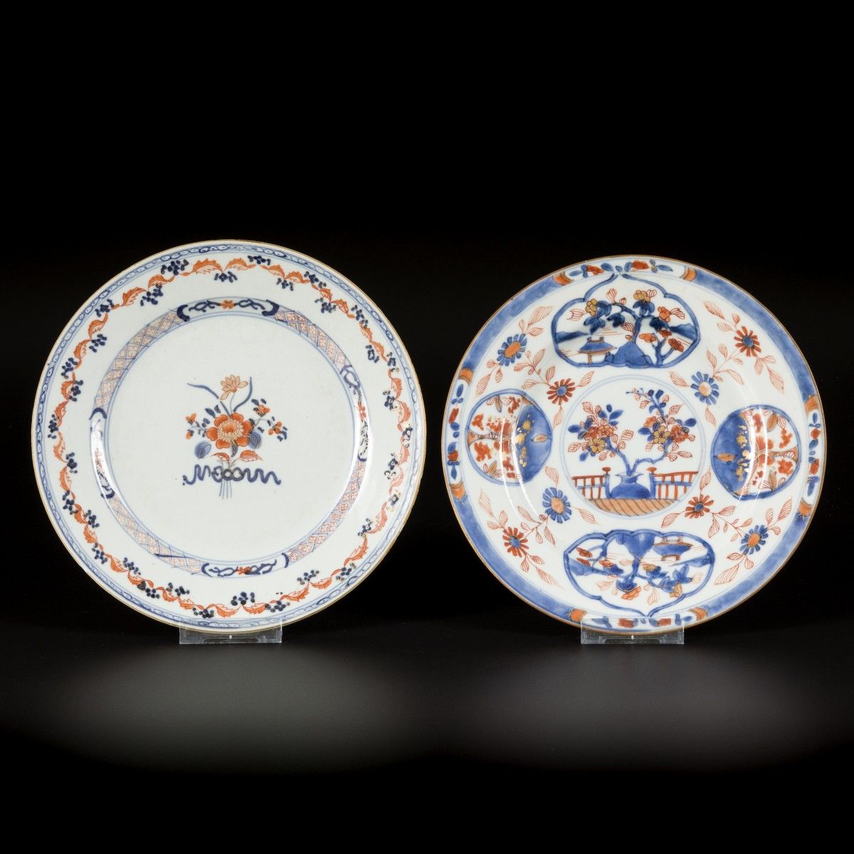 A lot comprised of (2) porcelain plates with Imari decoration, China, 18th centu&hellip;
