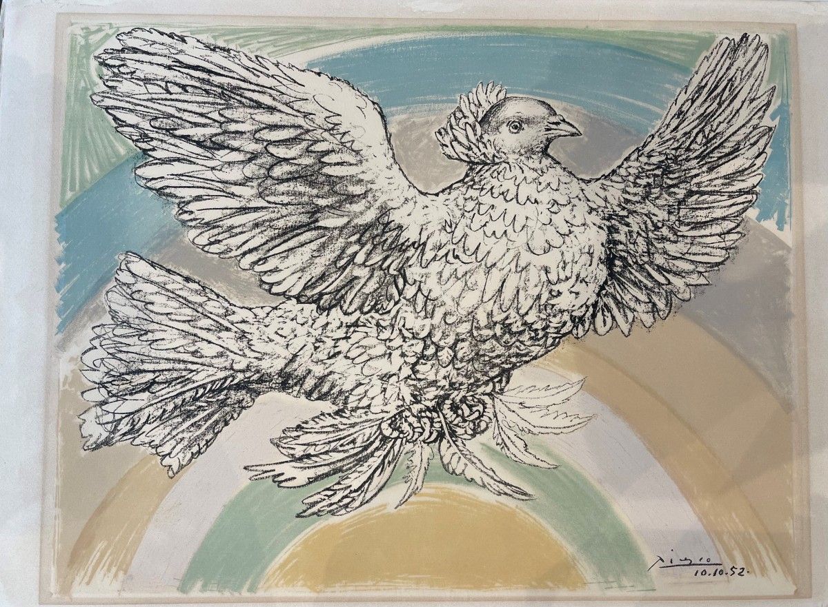 Pablo Picasso (Málaga 1881 - 1973 Mougins), L'oiseau. 签名，并在石头上注明日期 "10-10-52"，石版&hellip;