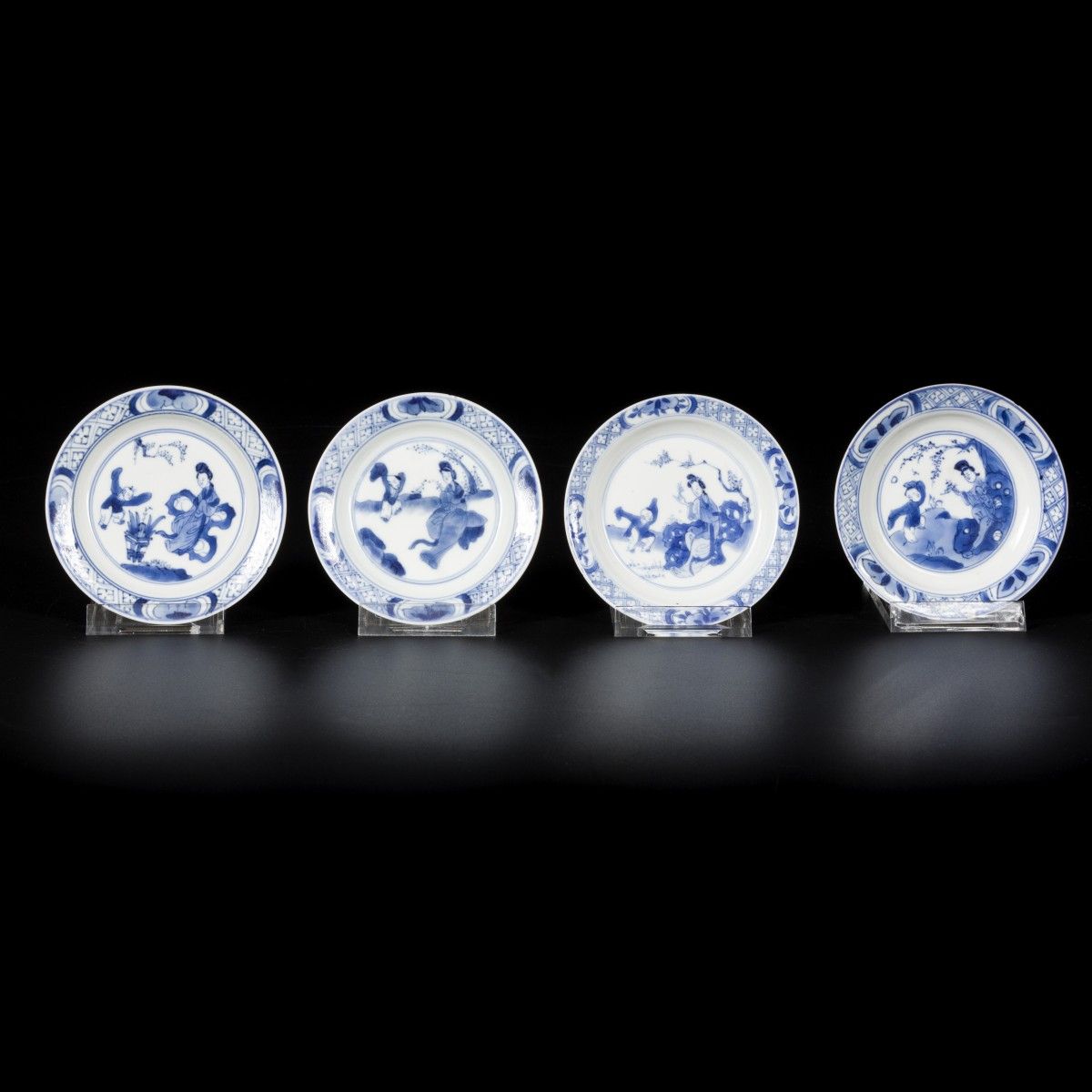 A lot of (4) porcelain plates with decoration of Long Eliza and a boy, China, Ka&hellip;