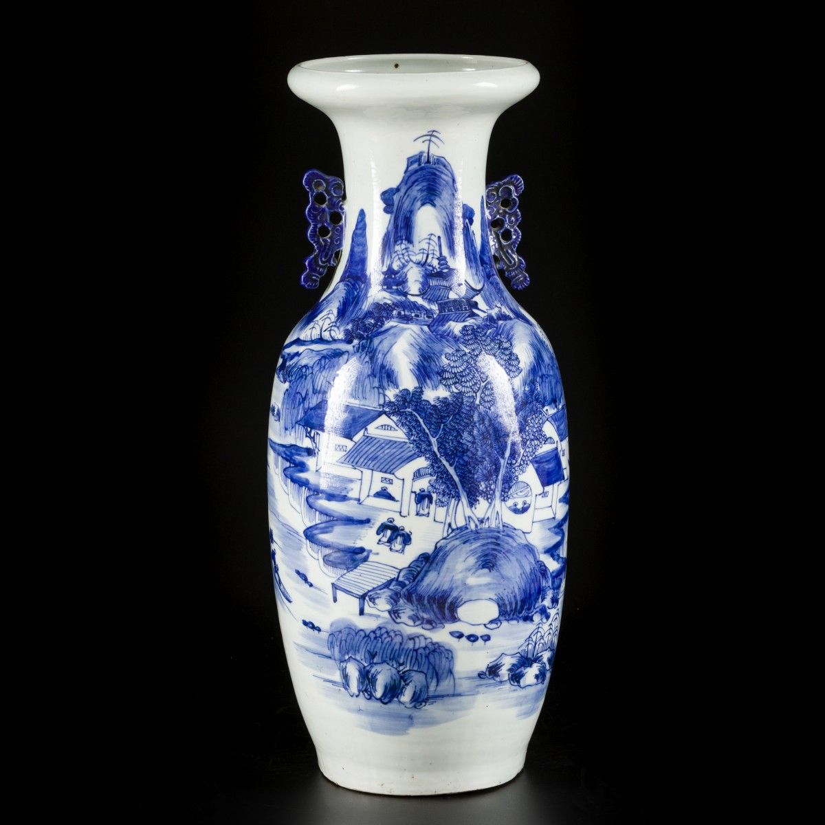 A porcelain baluster vase with landscape decoration, China, late 19th century. A&hellip;